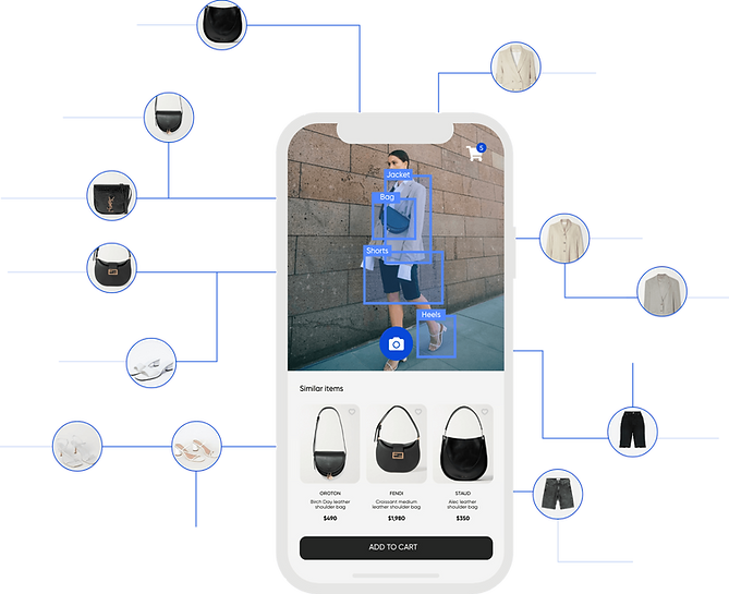 Visual representation of AI image search on a mobile phone