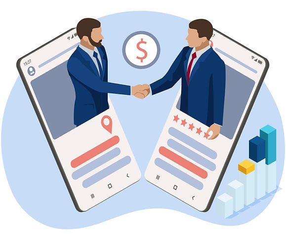 B2B trade concept on mobile phones
